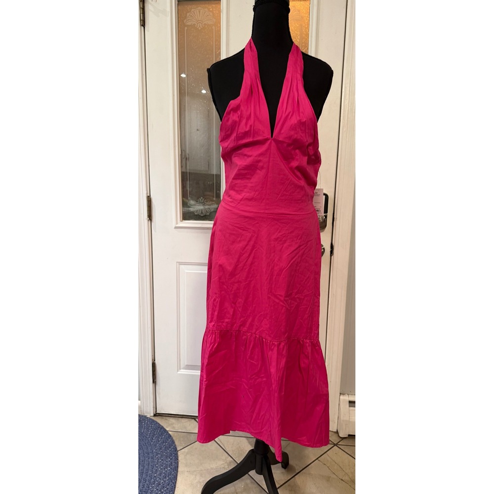 Nine West Cross Front Halter Midi Dress Inspirational Pink WW31Y364RS Small